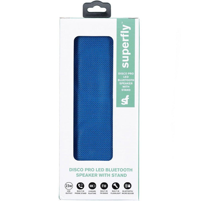 Superfly Disco Pro LED Bluetooth Speaker with Phone Stand – Blue