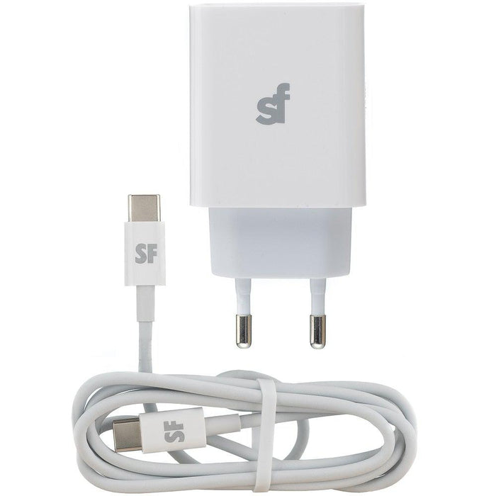 Superfly 38W Dual USB PD and QC Wall Charger with Type C Cable - White