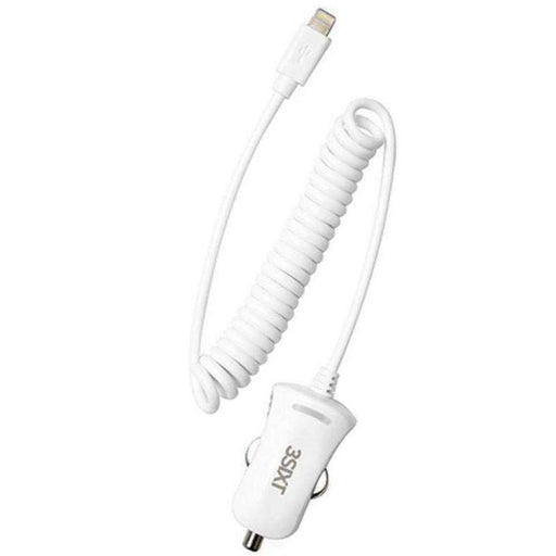 3SIXT Corded Lightning Car Charger 2.1A (White)_3S-0563_9318018119173_Accessory Lab