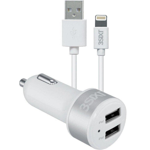 3SIXT 4.8A Dual USB Car Charger - White