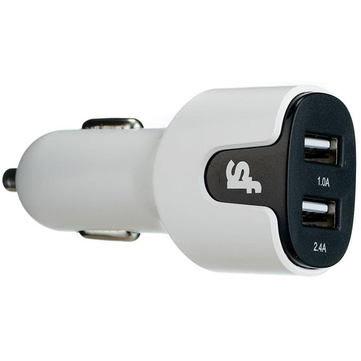 Superfly 3.4A Dual USB Car Charger with Type C Cable - White