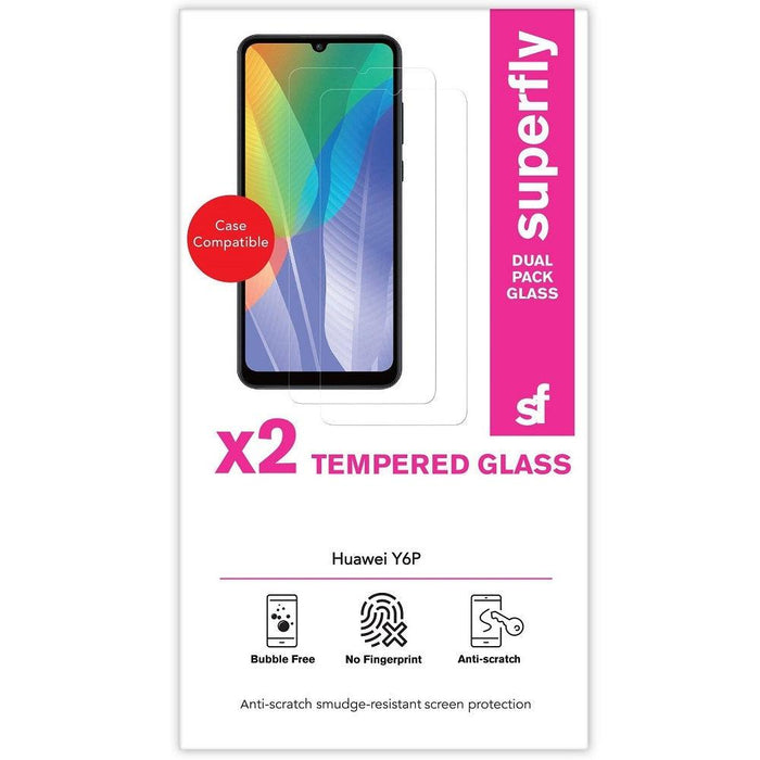 Superfly Dual-Pack Tempered Glass Screen Protector for Huawei Y6p