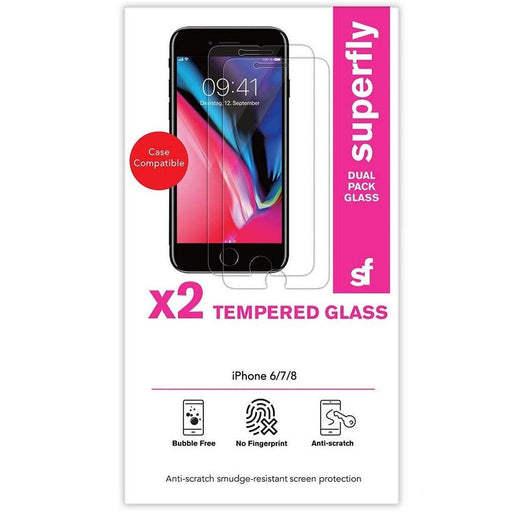 Superfly Dual-Pack Tempered Glass Screen Protector for Apple iPhone 6S / 7 / 8 / SE