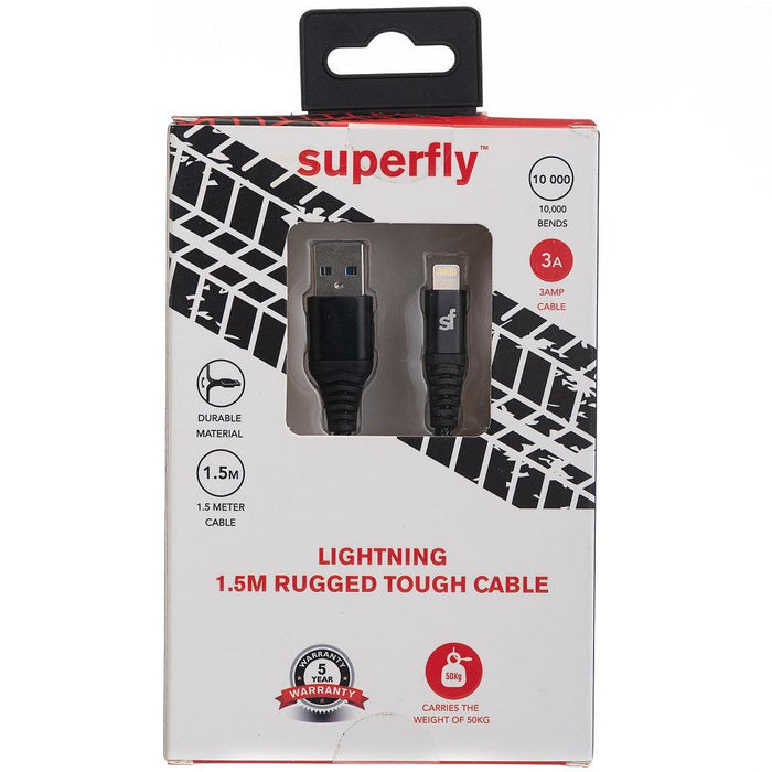 Superfly Lightning 1.5m Rugged Tough Cable - Black