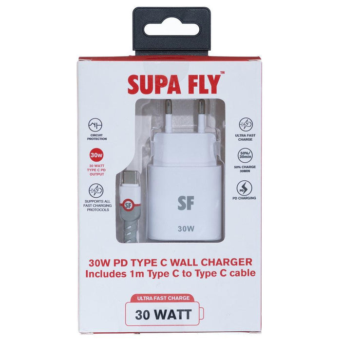 SUPA FLY Ultra-Fast PD 30W USB Type C Wall Charger