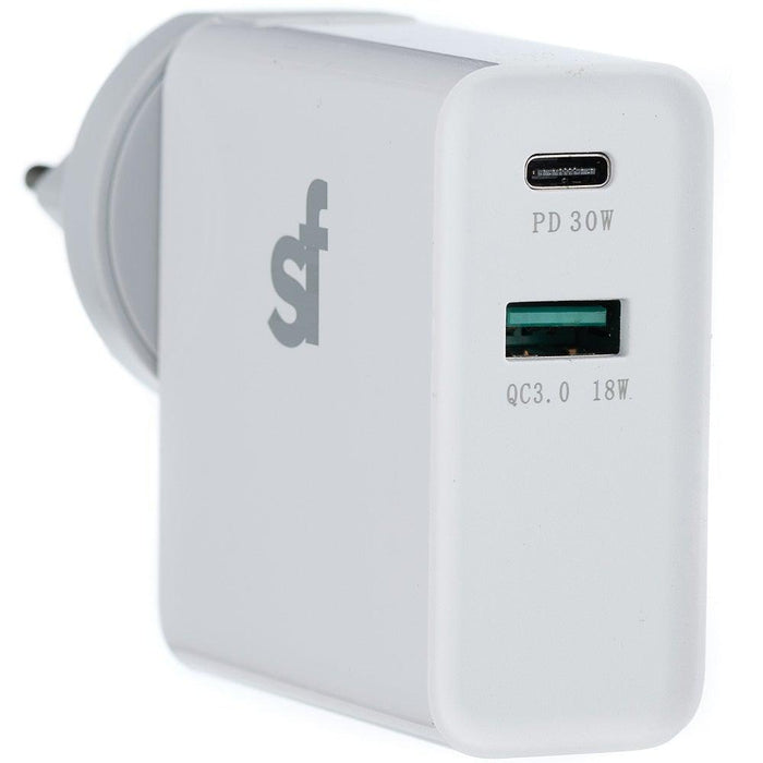 SUPA FLY 48W Dual USB PD and QC Wall Charger - White