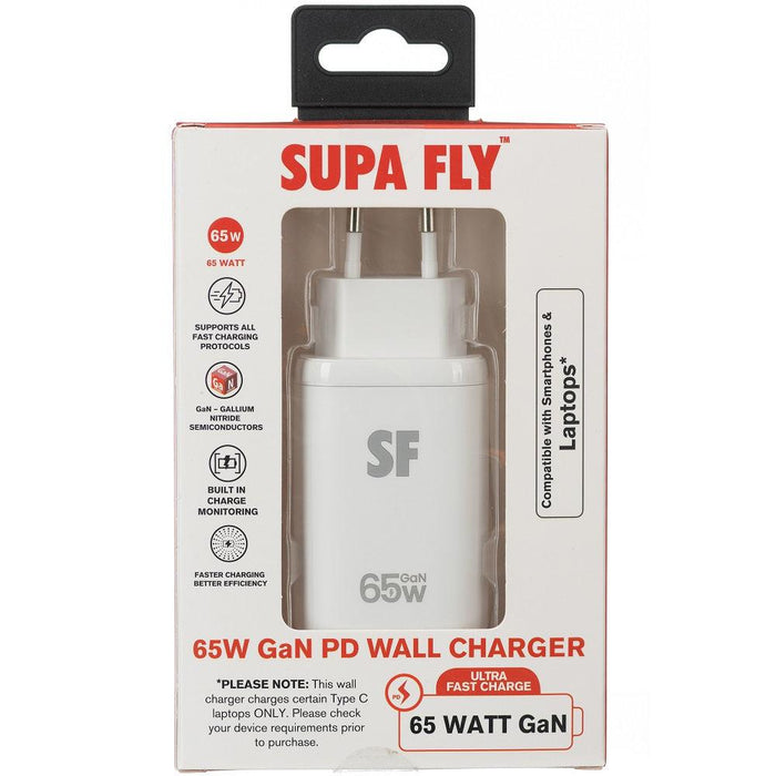 SUPA FLY 65W GaN 3 Port PD Wall Charger - White