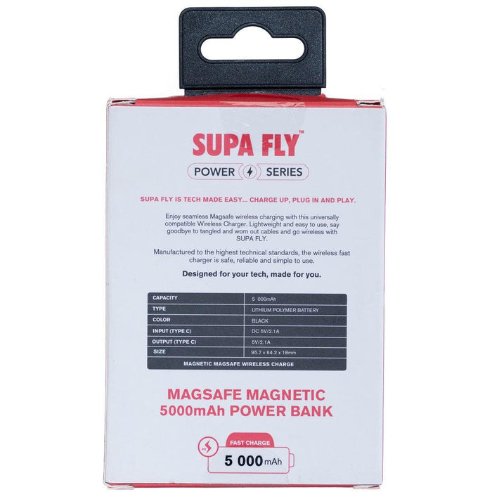 SUPA FLY 5000mAh Magsafe Magnetic Powerbank - Black