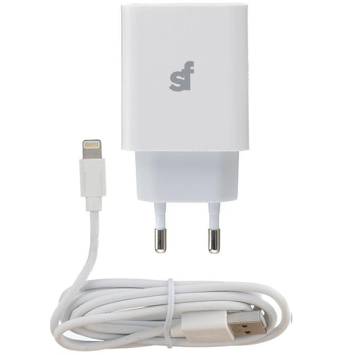 SUPA FLY 38W Dual USB PD and QC Wall Charger with Lightning MFI Cable - White