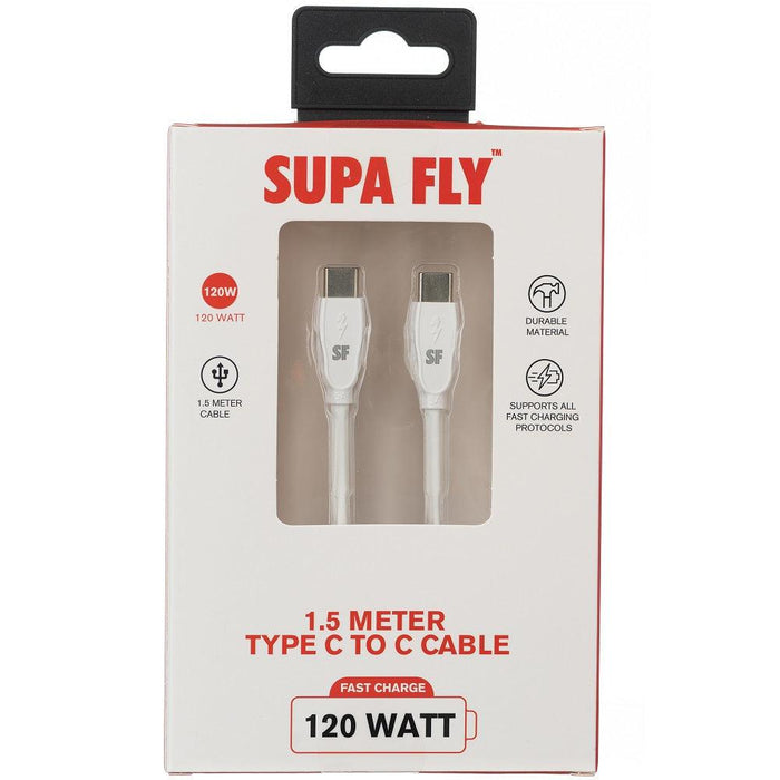 SUPA FLY 1.5m 120W USB Type C Cable – White