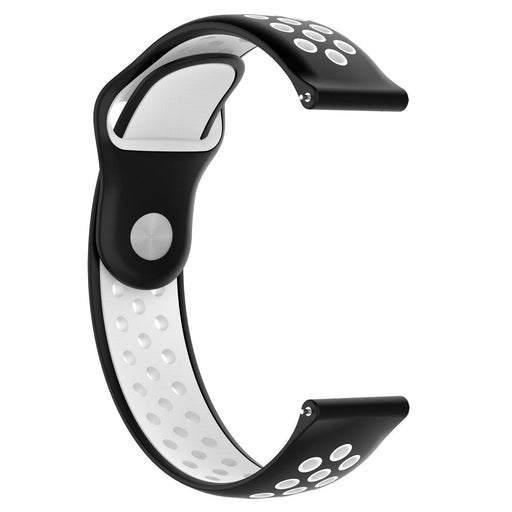 Superfly 22mm Silicone Double Button Watch Strap - Black & White
