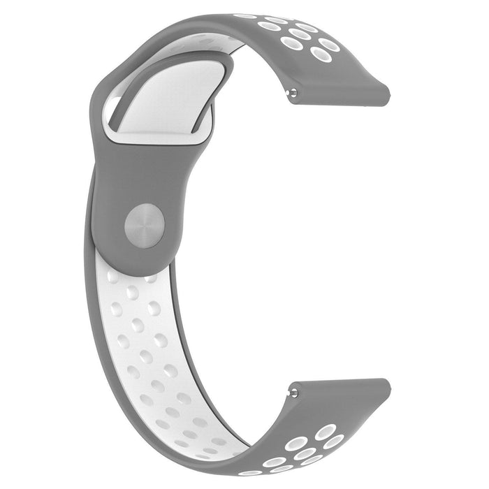 Superfly 22mm Silicone Double Button Watch Strap - Grey & White