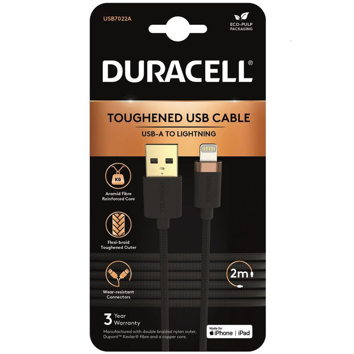Duracell 2m Toughened USB-A to Lightning Cable