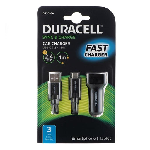 Duracell Car Charger with 1m Type C USB2.0 Cable (Black)_DR5033A_5055190191934_Accessory Lab