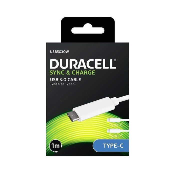 Duracell Type C/Type C Cable 1m (White)_USB5030W_5055190172742_Accessory Lab