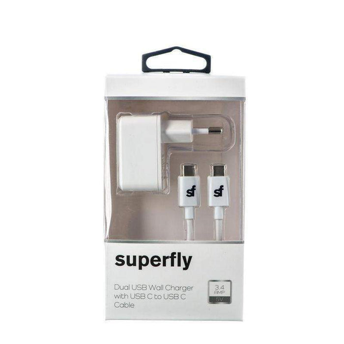 Superfly Dual USB Wall Charger Kit (2.4A+1A+Type C/A Cable)_SFW2-34GCKIT3WHT_4036957402129_Accessory Lab