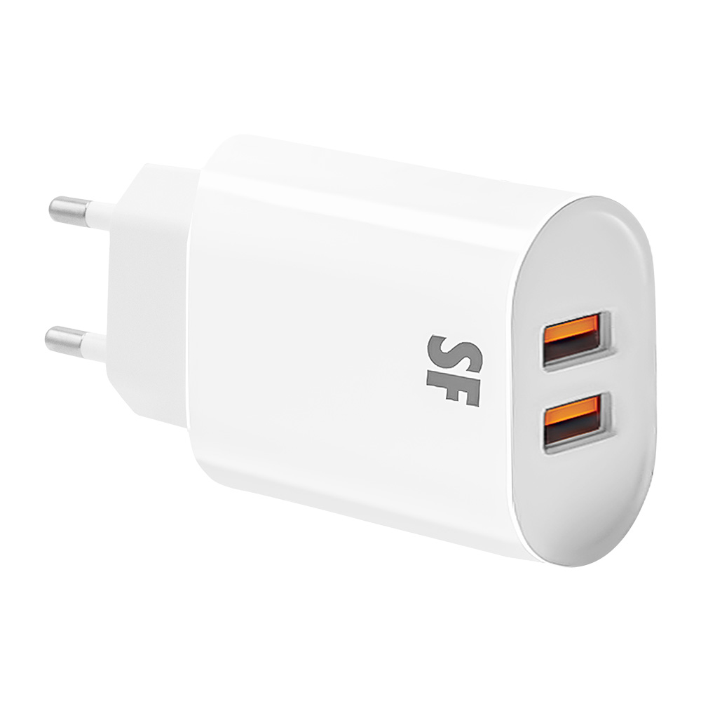 17W DUAL USB A Wall Charger with USB A to Type-C Cable